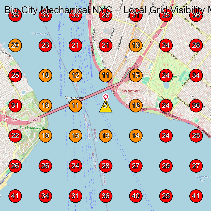 Big City Mechanical NYC GeoGrid visibility map for Hvac Contractor in Brooklyn